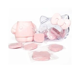 Hello Kitty Shaped Container W/12 Pink Sponge Gift Set s & Lid Collectors Set